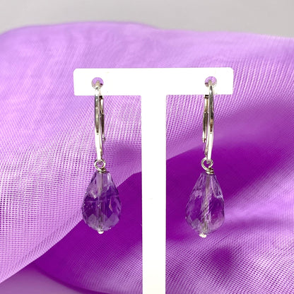 Amethyst Teardrop Shaped Sterling Silver Drop Earrings