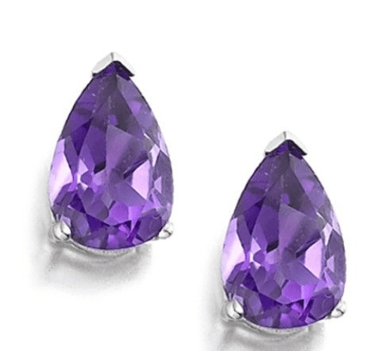 Amethyst white gold pear shaped earrings