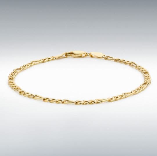 Anklet Yellow Gold Ladies 3 + 1 Figaro Ankle Chain