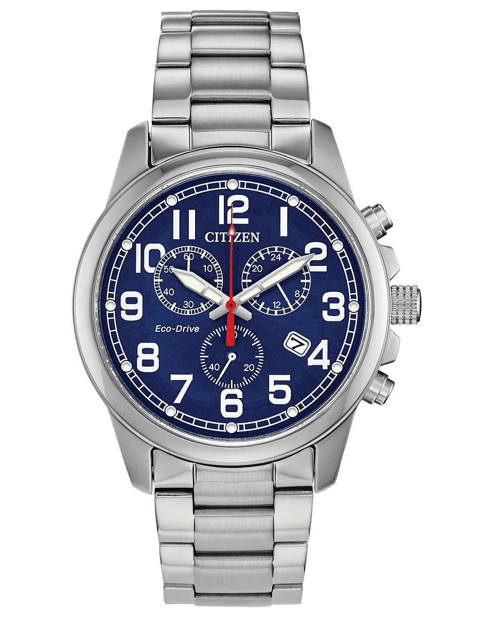 AT0200-56L Citizen Watch Chronograph Stainless Steel Blue Dial Bracelet Eco-Drive