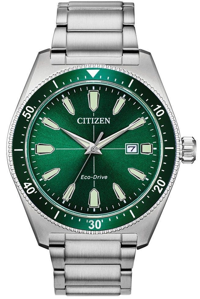 AW1598-70X Men's Sport Citizen Watch Stainless Steel Eco-drive Green Dial And Green Bezel