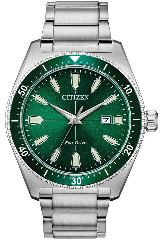 AW1598-70X Men's Sport Citizen Watch Stainless Steel Eco-drive Green Dial And Green Bezel