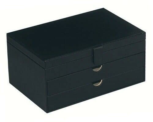 Black Jewellery Box With Jewellery Roll Leather Mele & Co