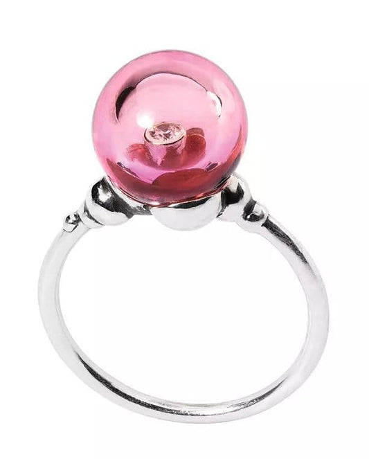Blushing Bubbles Red Ring Coloured Glass Sterling Silver Trollbeads