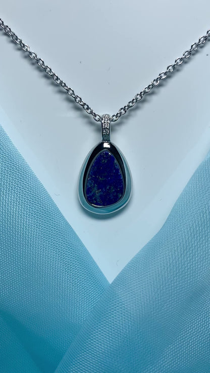 Lapis Lazuli Pear Shaped Sterling Silver Necklace