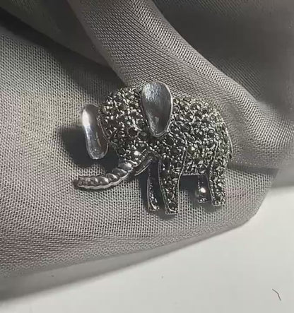 Marcasite Elephant Sterling Silver Brooch