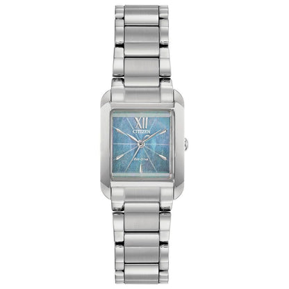 EW5551-56N Square Citizen Eco-Drive Watch Stainless Steel Bracelet Mother of Pearl Dial