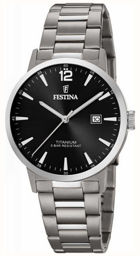 F20435/3 Festina Watch Mens Black round Titanium Bracelet Watch
