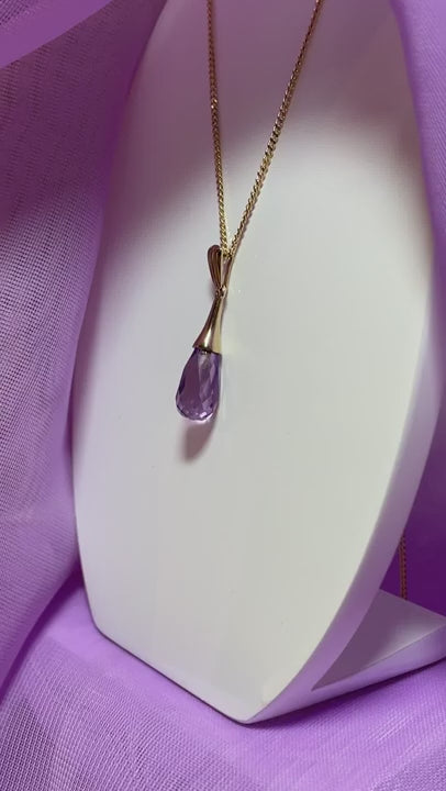 Faceted Amethyst Yellow Gold Necklace