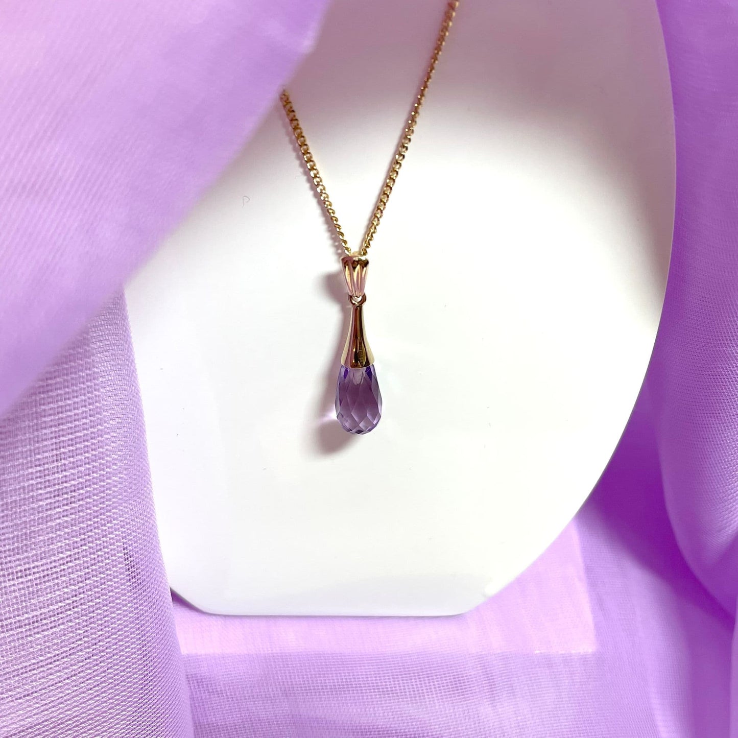Faceted Amethyst Yellow Gold Necklace