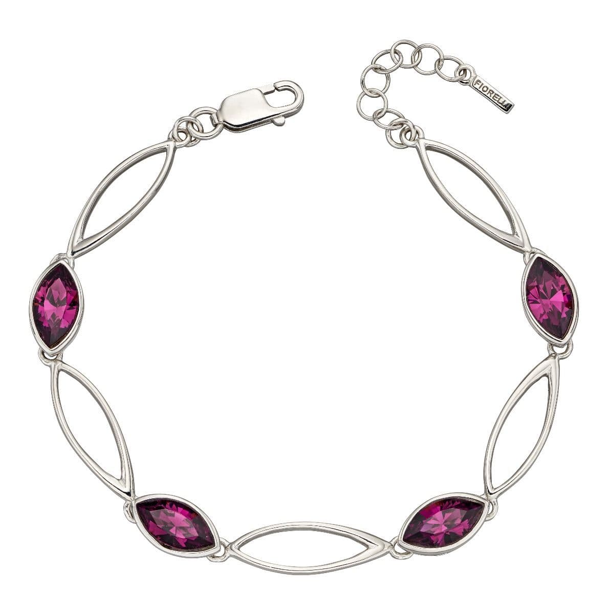 Fiorelli bracelet amethyst coloured marquise shaped crystal sterling silver