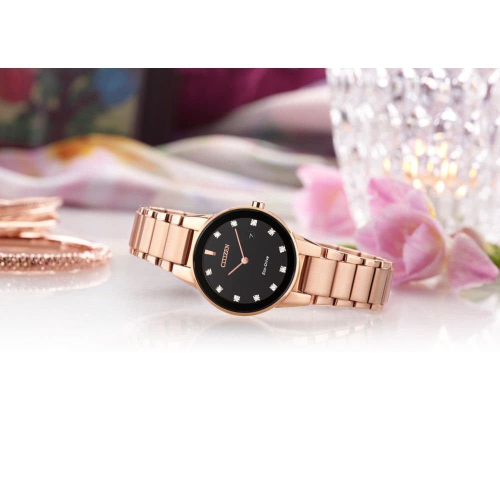 GA1058-59Q Citizen Ladies Watch Rose Gold Plated Stainless Steel Eco-drive
