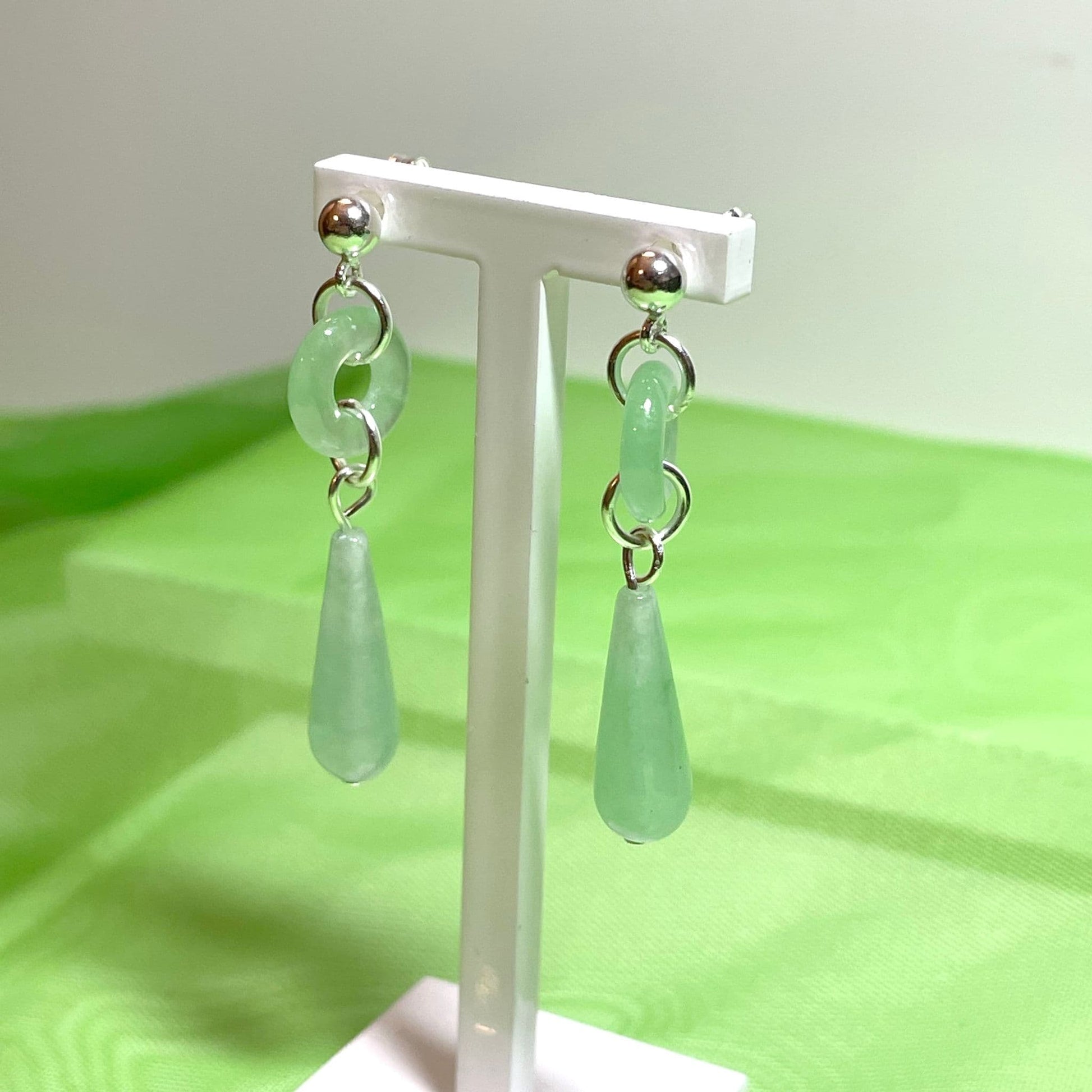 Green jade drop earrings