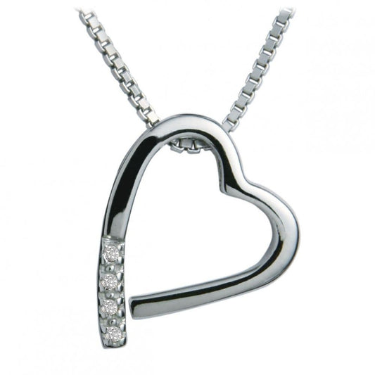 Heart Shaped Hot Diamonds Sterling Silver Memories Silver Necklace DP100