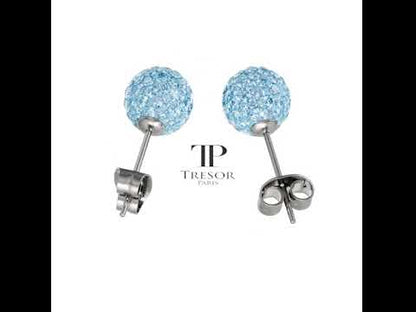 Tresor Paris Light Blue Bon Bon Titanium Stud Earrings