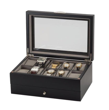 Large Black Wooden 10 Piece Watch Box Mele & Co