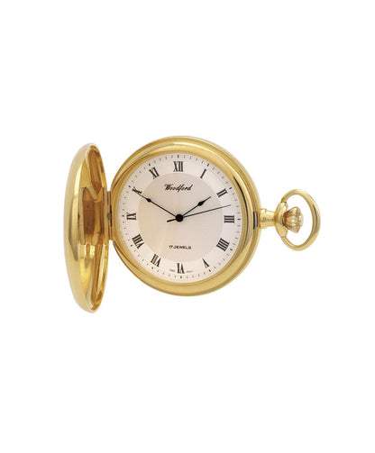 Mechanical Gold Plated Patterned Pocket Watch With Chain