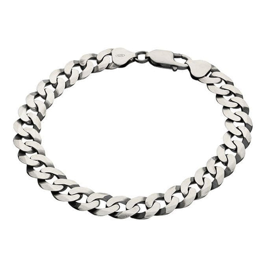 Men's heavy solid sterling silver 8.5 inch oxidised curb bracelet