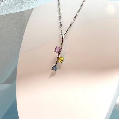 Multi Coloured Sapphire White Gold Necklace