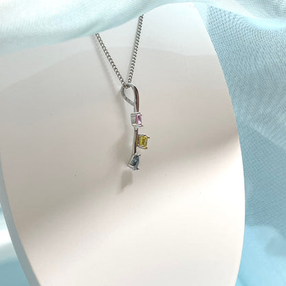 Multi Coloured Sapphire White Gold Necklace