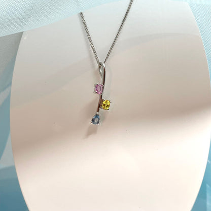 Multi Coloured Sapphire White Gold Necklace