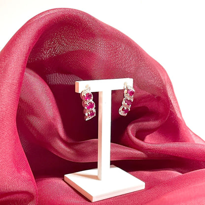 Silver ruby drop earrings