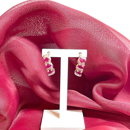 Ruby and diamond drop earrings silver