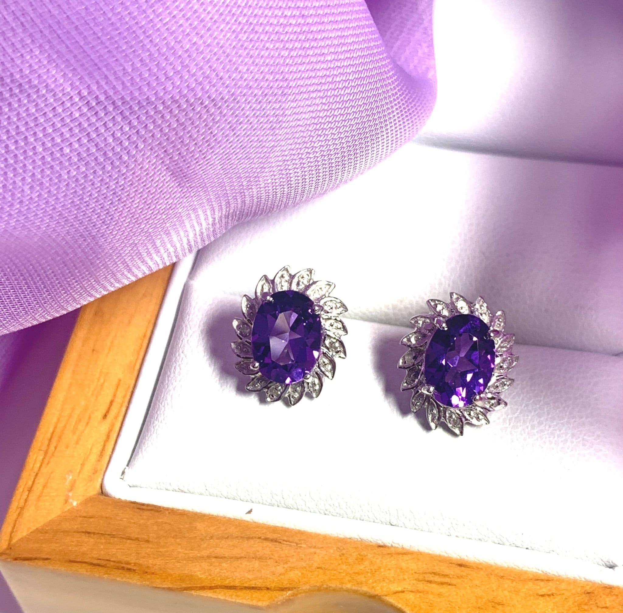 Amethyst earrings / amethyst studs / cluster earrings newest / sterling silver earrings / amethyst cluster earrings