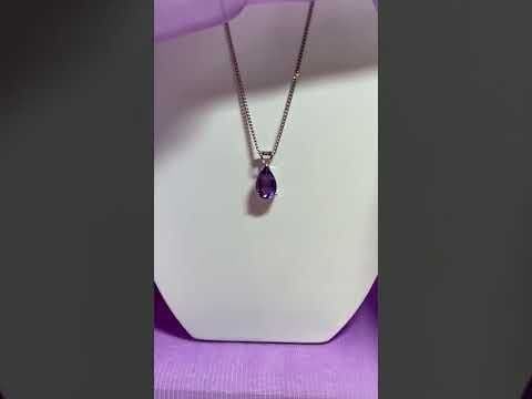 Pear shaped purple amethyst white gold necklace
