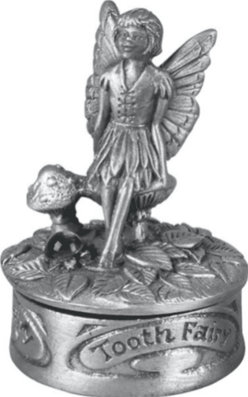 Pewter Fairy Sitting First Tooth Christening Gift