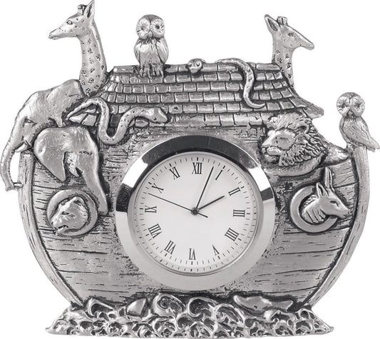 Pewter Noah's Ark Shaped Quartz Clock Christening Gift