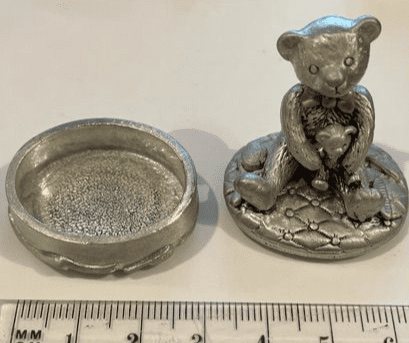 Pewter Teddy Bear First Tooth Box Christening Gift