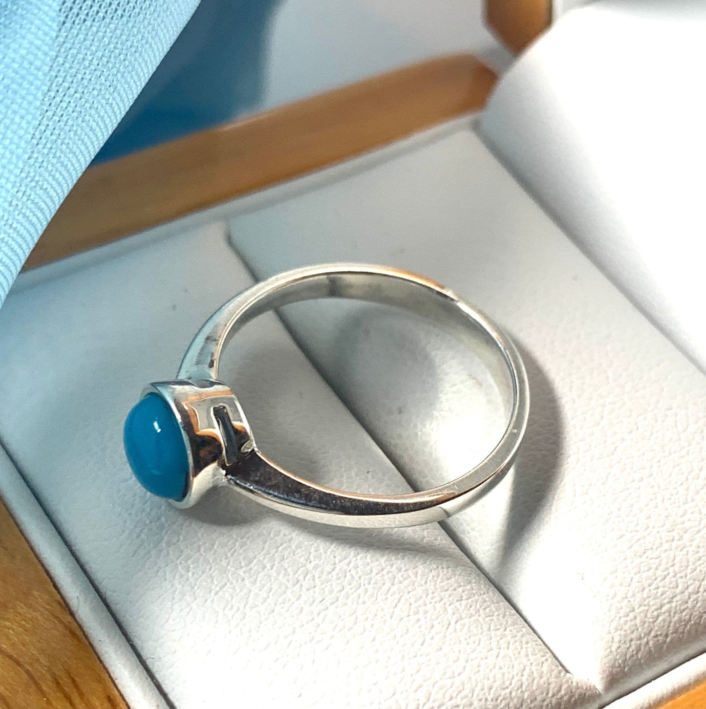 Round Blue Turquoise Sterling Silver Ring