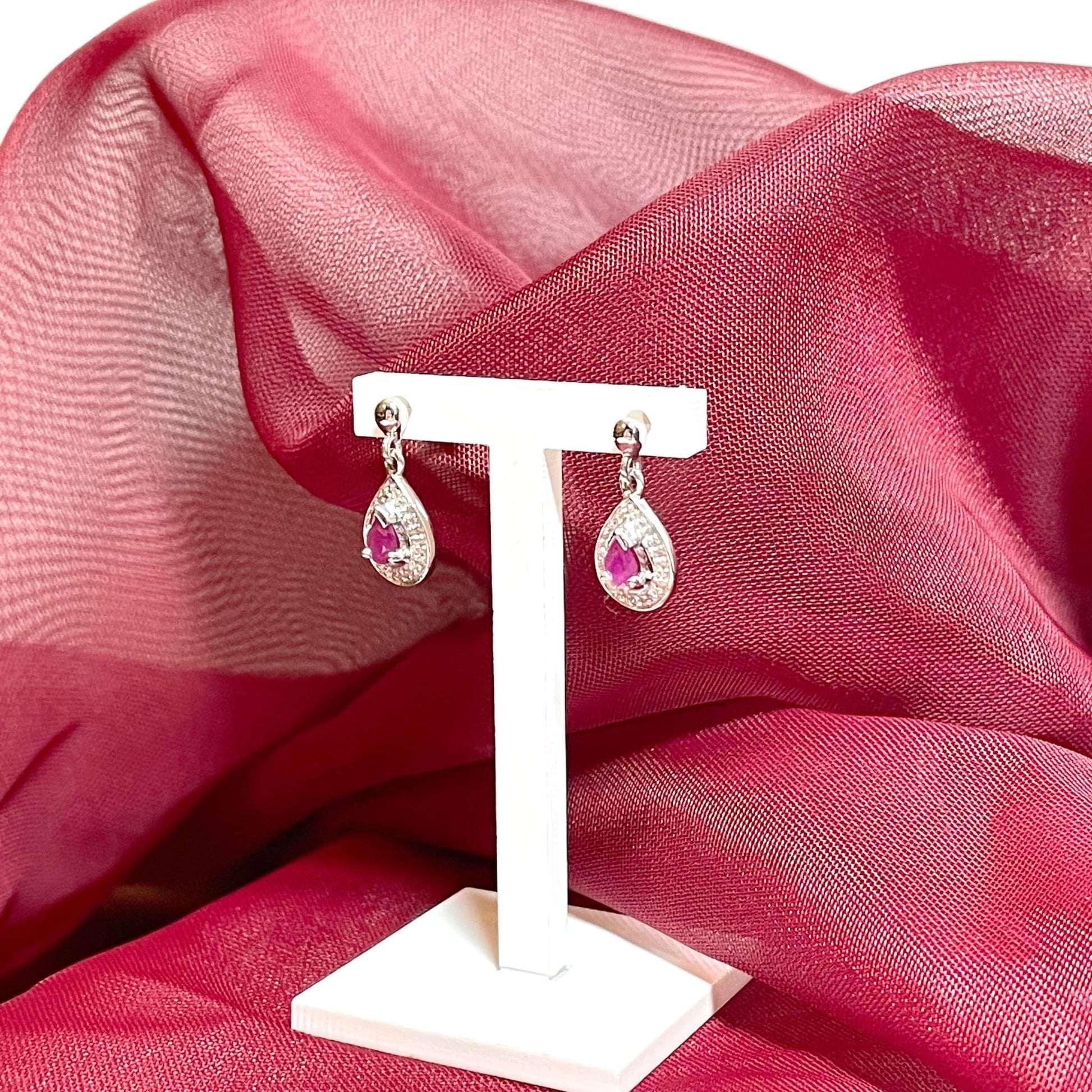 Sterling silver ruby earrings
