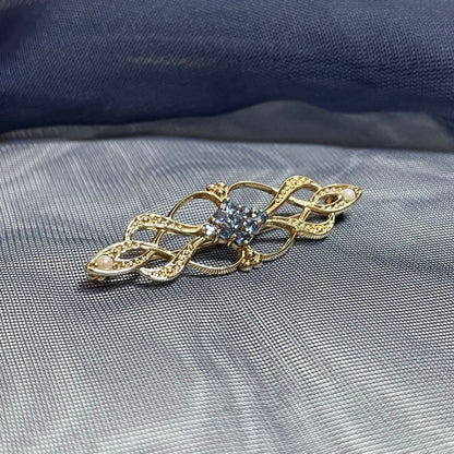 Sapphire and Cultured Pearl Brooch Gold