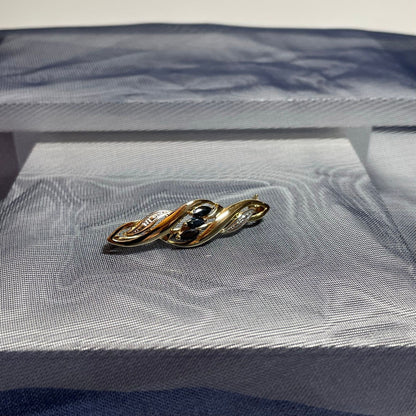 Sapphire And Diamond Yellow Gold Brooch