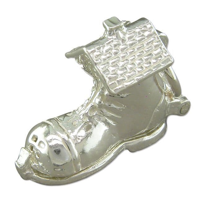 Sterling Silver Old Mother Hubbard Boot Solid Charm Large