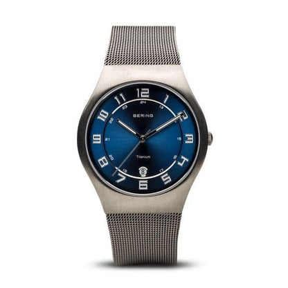 Bering Watch Titanium Blue Men's Mesh Bracelet 11937-078