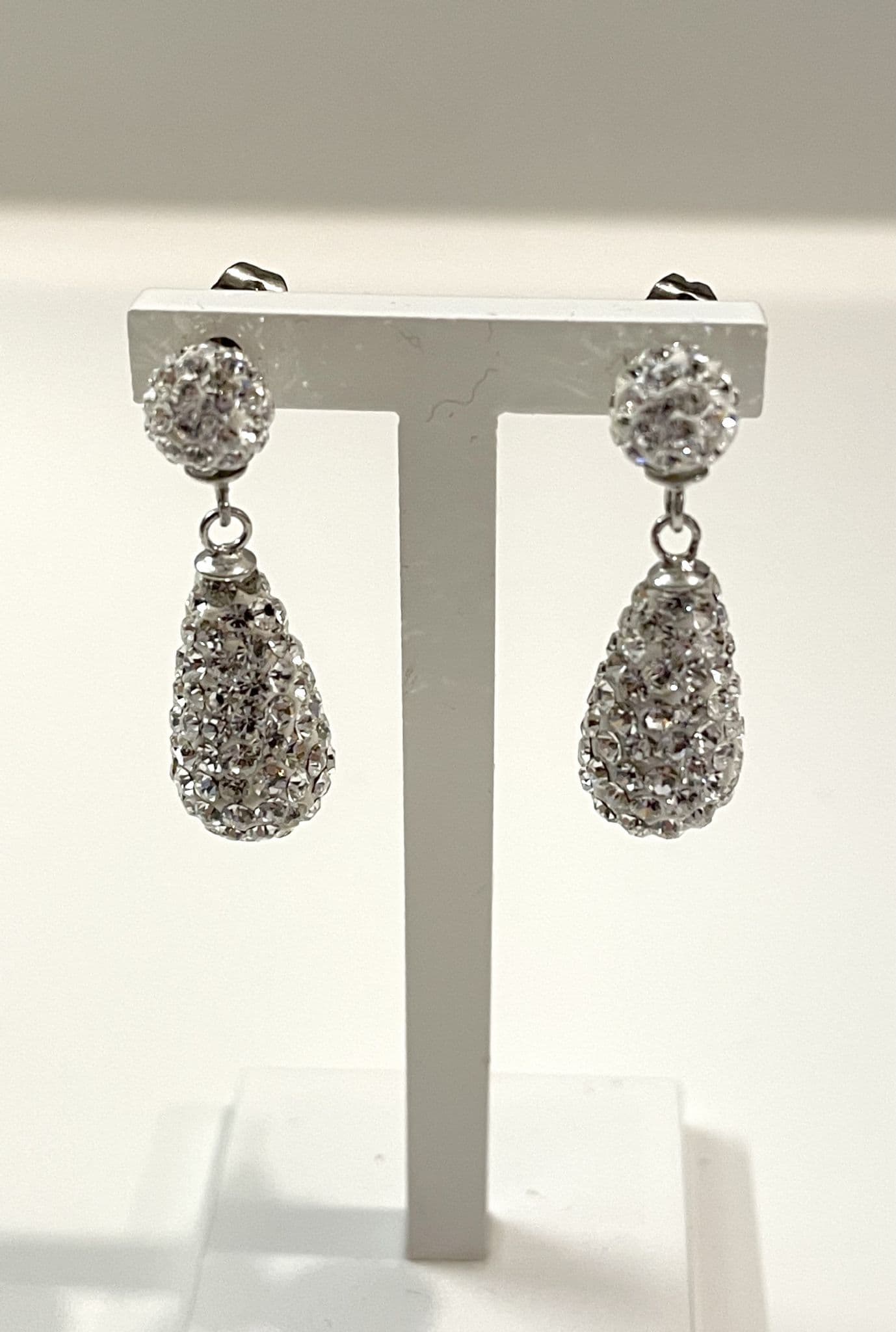 Tresor Paris White Crystal Pear Shaped Drop Earrings