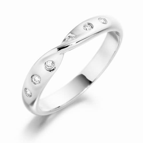 Twisted diamond set platinum wedding eternity ring