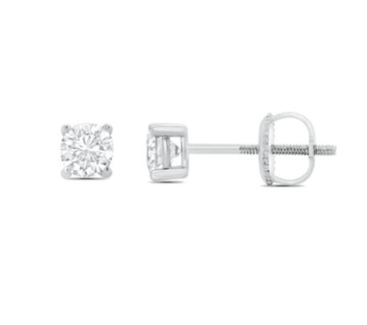 White Gold Diamond Stud Earrings Single Stone Claw Setting 20 Points